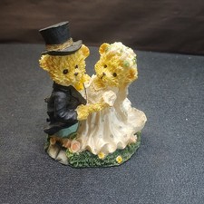 Unbranded Figurine Teddy Bear Groom  Bride Resin Multicolor