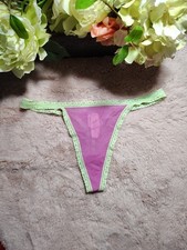 True Vintage Victoria's Secret Mesh Cherry Rhinestones Thong Medium