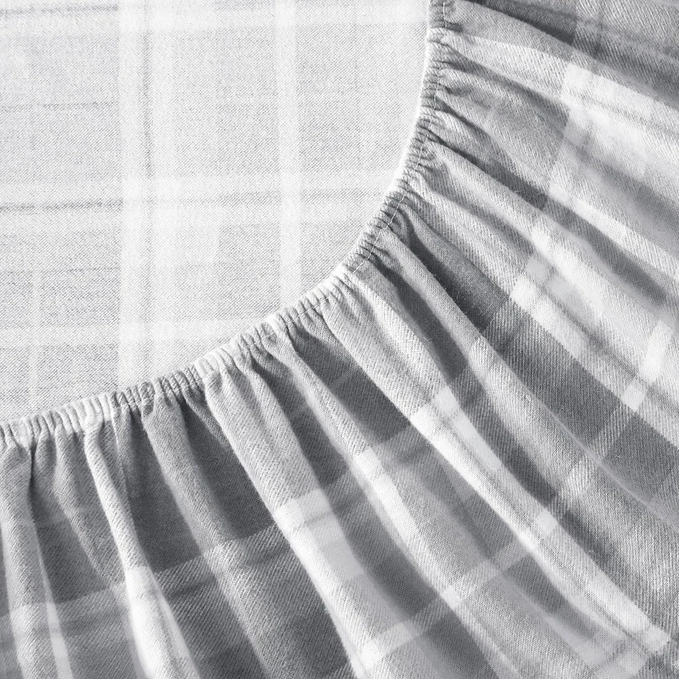 Sheets Set Di Lenzuola in Flanella Di Cotone, Mulholland Plaid Grigio, King - Immagine 4 di 4