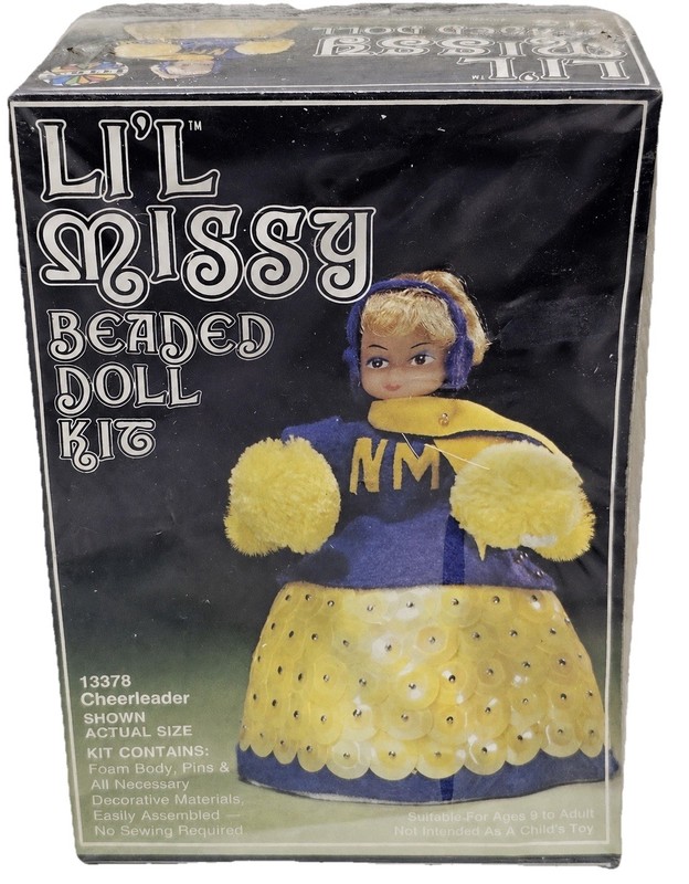 Vintage Li’l Missy Beaded Doll Kit Cheerleader 13378 Holiday Walco Ages NO BOX