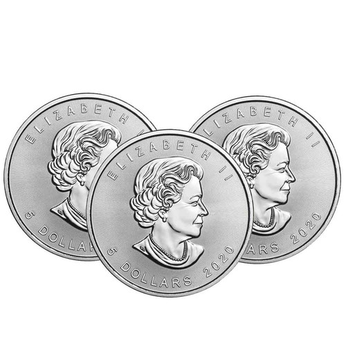 Lot of 3 - 2020 $5 Silver Canadian Maple Leaf 1 oz Brilliant Uncirculated - Picture 2 of 4