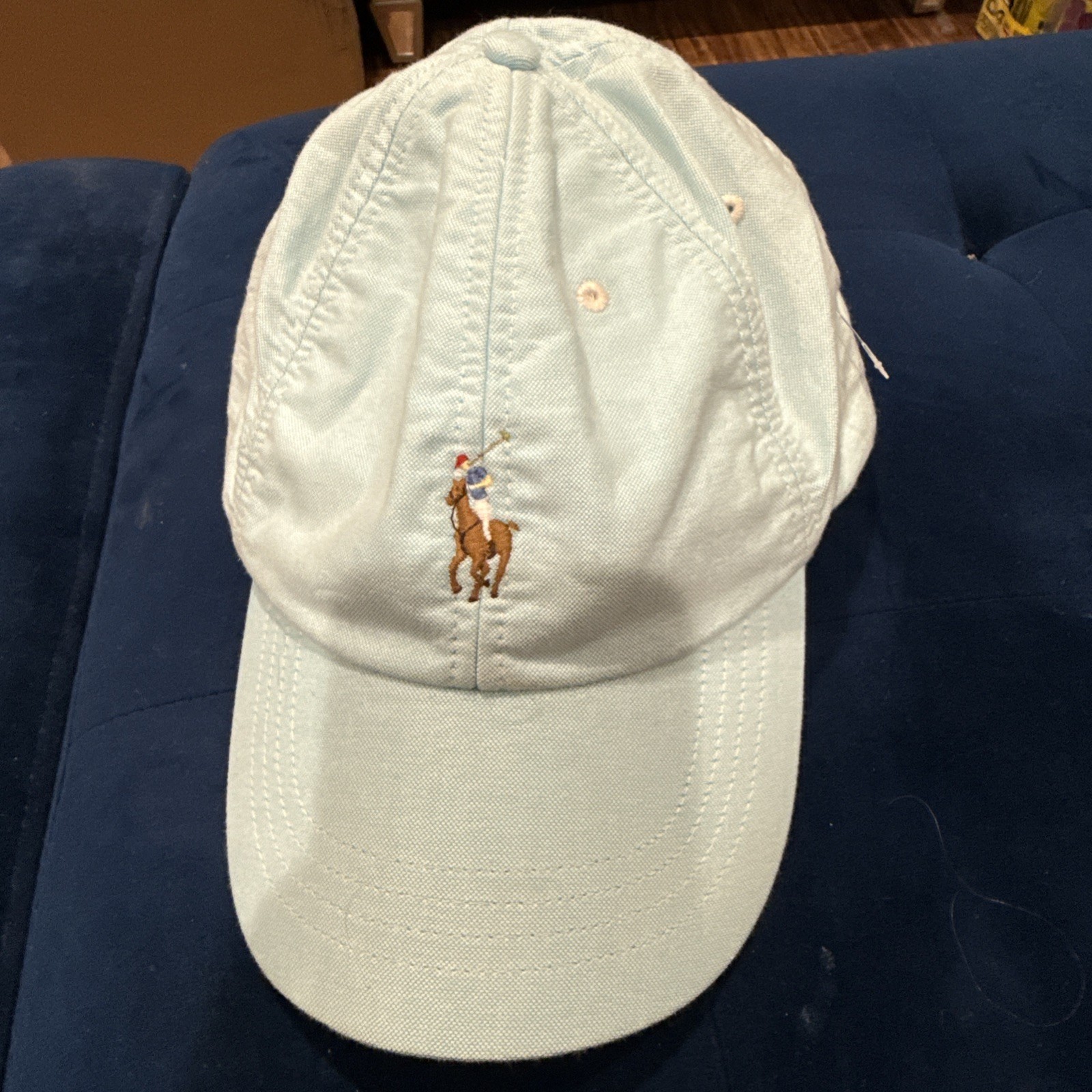 Cappello da baseball Polo Ralph Lauren berretto strapback blu acqua multicolore pony taglia unica
