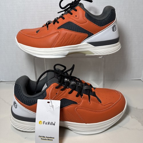Fitville Amadeus Tennis Pickleball Men's lace up orange sneakers Size US 11.5W