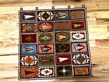 1910s Tobacco Premium College Pennant Oriental Rug Quilt Panel-22" READ
