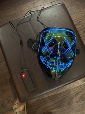 Halloween Clubbing Light Up LED Mask Costume Rave Cosplay Party Purge 3 Modes