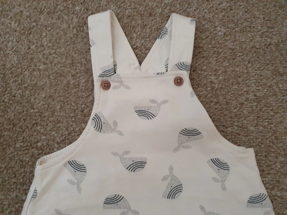 Baby Boys Next Whale Patterned Short Dungarees Age Up To 3 Months - Image 2 of 3