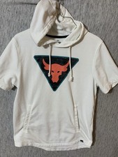 Under Armour Men's Project Rock White Short Sleeve Hoodie Sweatshirt Size A