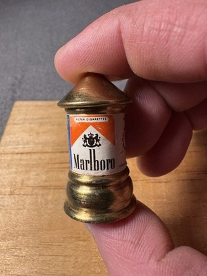 Vintage 1981 Brass Miniature Advertising Pillar Kiosk Marlboro Seiko Coca-Cola