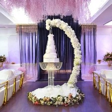 Soporte de acrílico suspendido para pasteles de boda con marco colgante de 6,8 pies