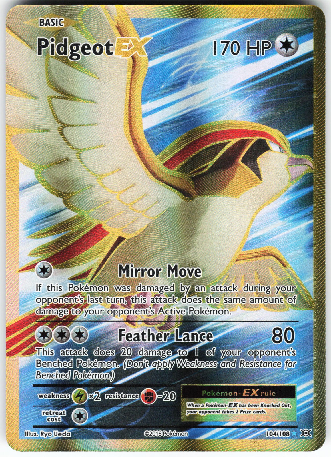 Pidgeot EX (Full Art) 104/108 Pokemon XY - Evolutions Holo Ultra Rare NM