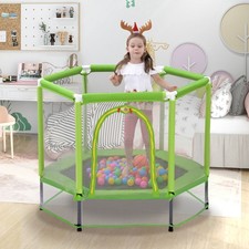 55'' Toddlers Trampoline with Safety Enclosure Net and Balls Mini Trampoline
