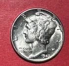 1945 Choice Uncirculated US Mercury SILVER Dime "Philadelphia" Mint! Old Coin!