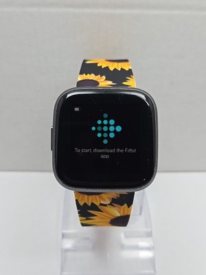 Fitbit Versa 2 Smartwatch Silver Sunflower 40mm Alexa WR50 Always On W/Charger