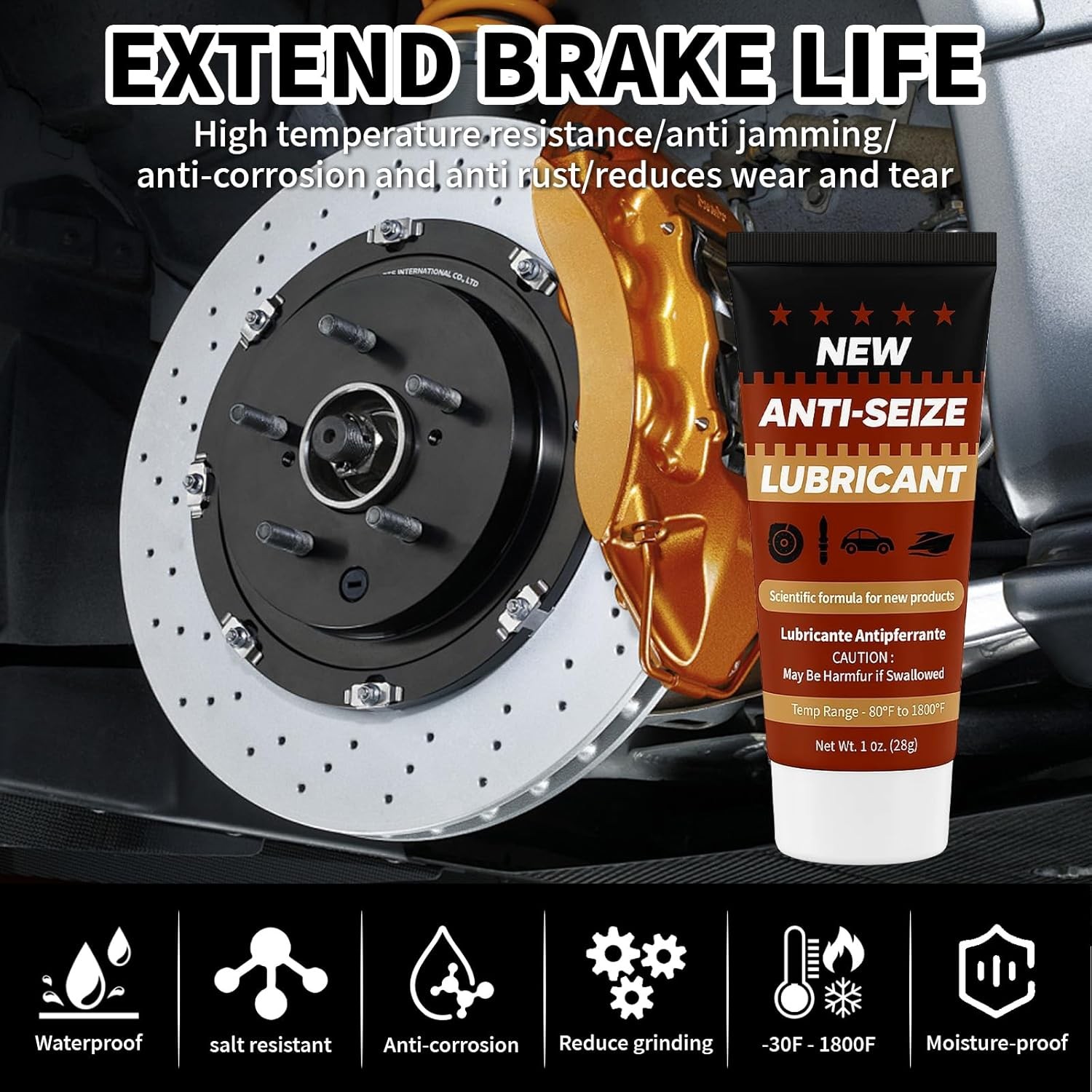 Copper Anti-Seize Brake Caliper Grease & Thread Lubricant - High Temp Copper Ant