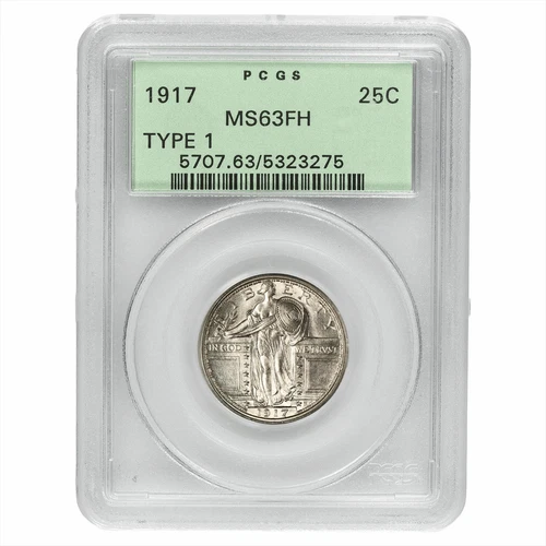 1917 Type 1 Standing Liberty Quarter 25C PCGS MS 63 FH OGH