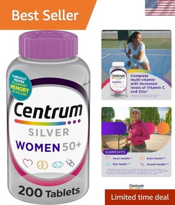Antioxidant-Rich Multivitamin for Women 50+ | 200 Tablets with Vitamin D3 & Zinc