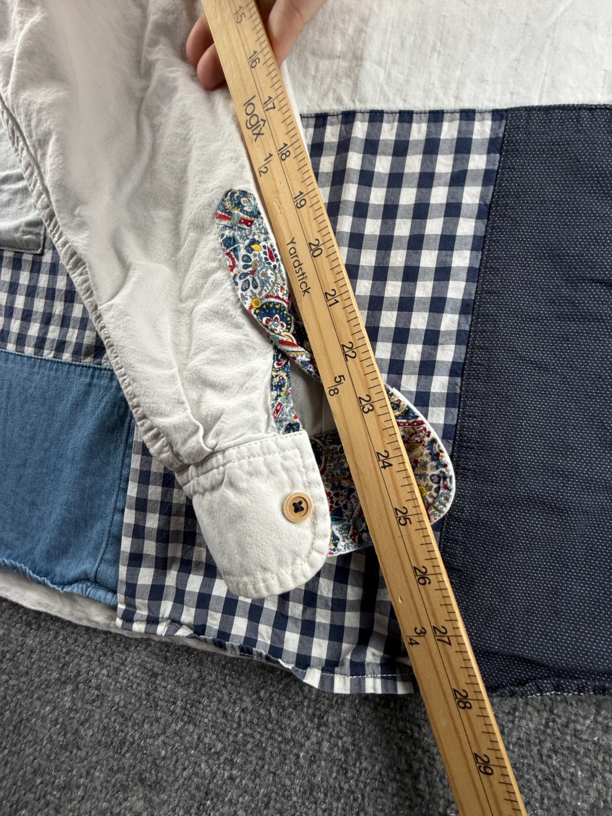 Desigual Colorblock Patchwork Blue White 2XL Cott… - image 10