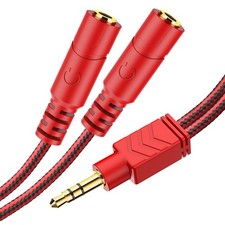 MillSO Headphone Splitter, 3.5 mm Audio Splitter TRS Male to 2 Female Red