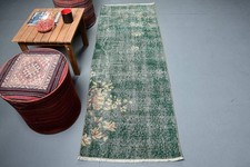 Turkish Vintage Rug, 2,2x6,3 ft Rug, Green Ye...