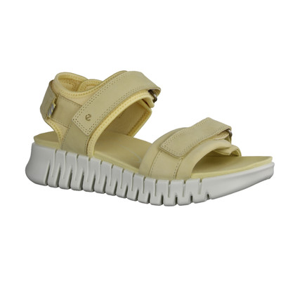 Ecco Gruuv Sol 2131030271 Damensandale, Leder/Textil, Strohgelb, Sandalette