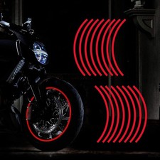 16pcs Motorcycle Red Reflective Car Motor Wheel Rim Stripe Decal Tape Sticker