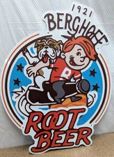 Rare Berghoff Root Beer 1921 Wisconsin Embossed Tin Metal Sign 23"