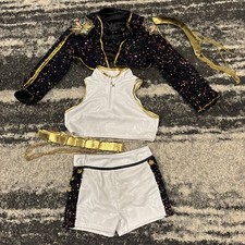 Kpop Demon Hunters Rumi's Costume. Sequin Star Kids Costume Set - White And Gold