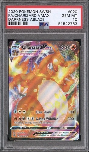 2016 pokemon FA Charizard VMax #020 Darkness Ablaze - PSA 10 Gem Mint (2763)