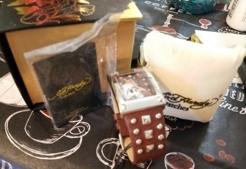 Ed Hardy Skull Watch Studded Leather Band NIB - Picture 5 of 10