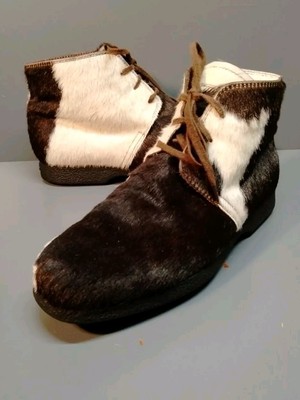 TODS  WOMEN'S COWHIDE FUR CHUKKA ANKLE BOOTS EU 37 US 6.5 Vintage Rare 