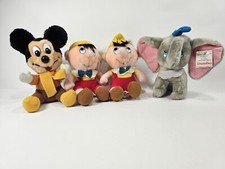 Vintage 1980s Walt Disney Lot Pinocchio, Dumbo Plush With Tags. Mickey included
