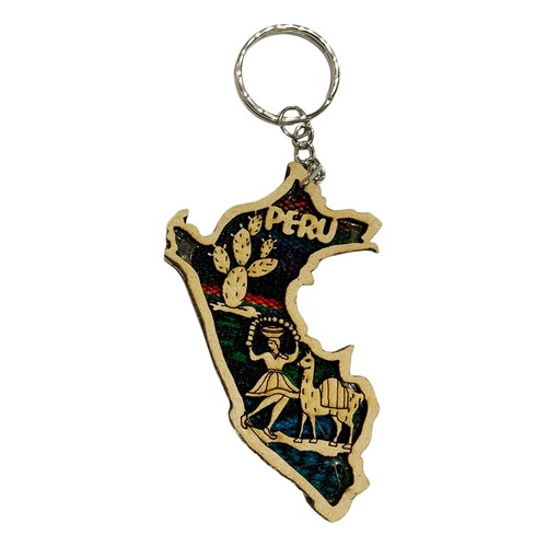 New Machu Picchu Tumi Llama Chullo Peru Textile Wood Gift Souvenir Keychain - Picture 3 of 8