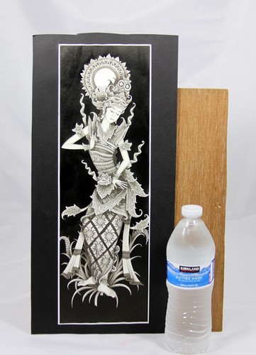 Dancer "Keliki Kawan Miniature Traditional Painting from Bali"(17"H x 5.5"W) - Picture 2 of 8