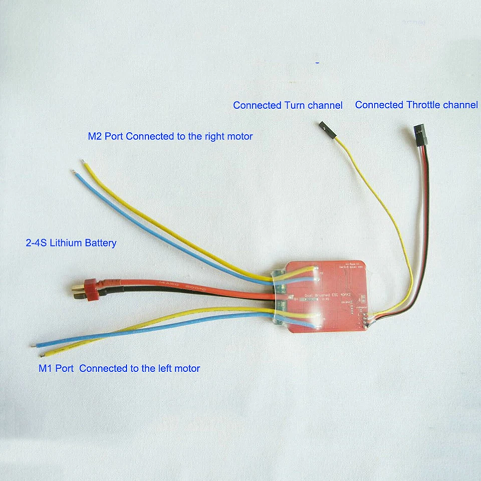 Silent Brushed ESC Dual Two-Way 40A x 2 Quiet ESC for RC Track Tank Boat Motor - Image 3 of 4