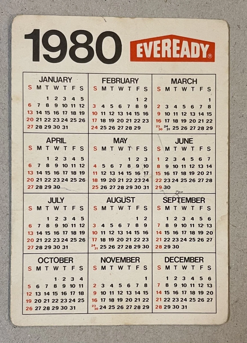 1980 Singapore Advertising Eveready pocket calendar - Fluorescent Lantern  86 | eBay