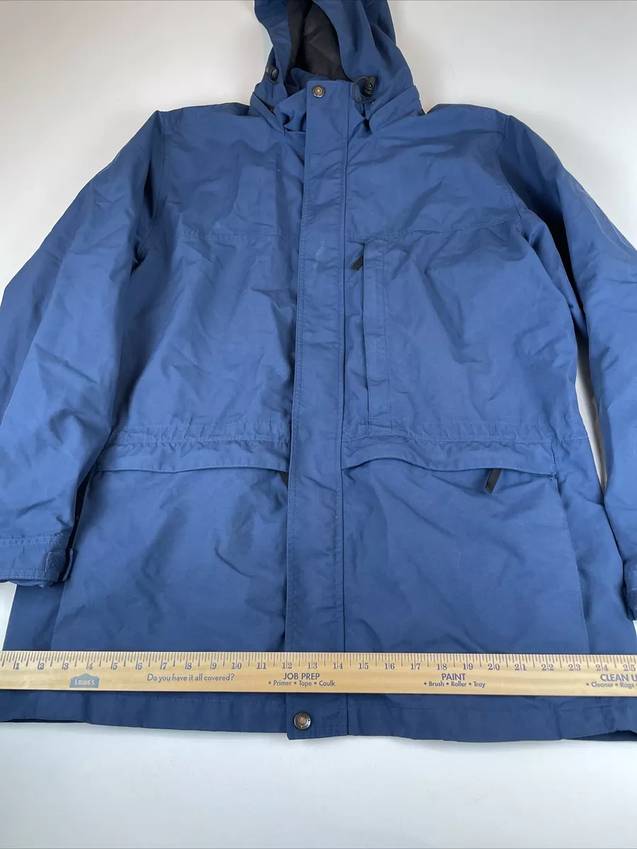 Eddie Bauer Jacket Men's Large Tall Navy Blue Mountain Parka Hooded Rain  Nylon *