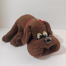 Dark Chocolate Brown Pound Puppy With Red Collar & Tag 1985 Tonka  18"