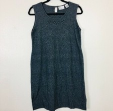 Preview Sweater Dress Sleeveless Heather Gray Black Lambswool Size Petite L