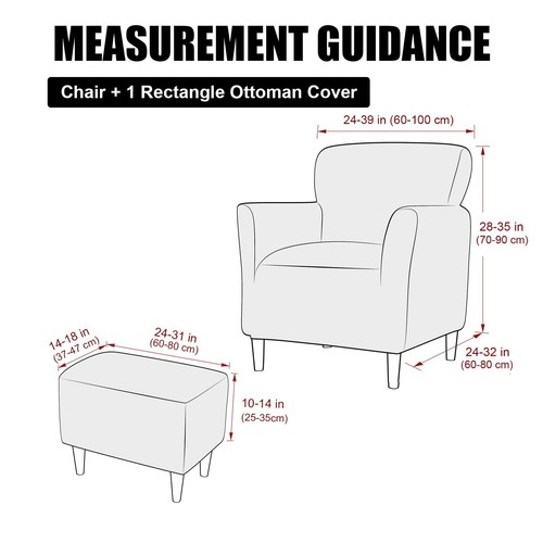 UNBBRRL Chair and Ottoman Slipcover Set, Stretch Velvet Chair and Ottoman Cov... - Picture 3 of 8