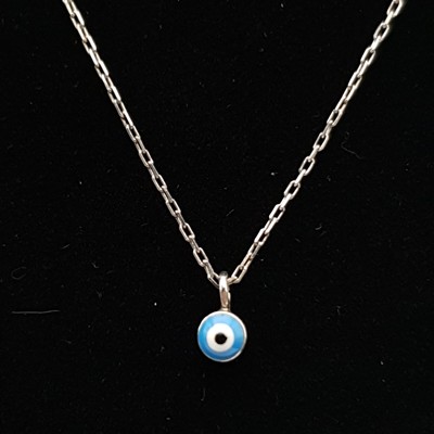 Sterling Silber Evil Eye Anhänger Halskette 16-18 Zoll Kette Türkei Griechenland Schutz