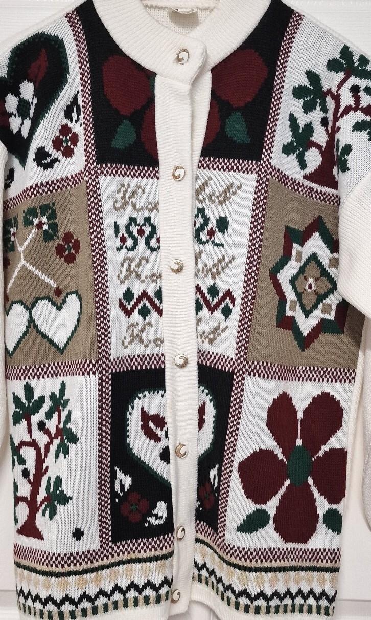 Vtg Basic Collection Xmas Nordic Patchwork Cardig… - image 7