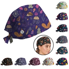 Surgical Scrub Cap Doctor Nurse Bouffant Adjustable Head Cover Print Hats Baotou