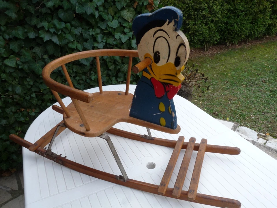 Ancien jouet bois à bascule Donald - Photo 2/4