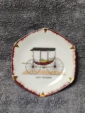 Vintage 4" Light Rockaway Carriage Buggy Dish Ashtray Gold Trim Made in Japan