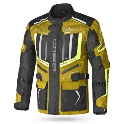 BELA Watson Chaqueta de moto Touring CE Blindado Negro/Marrón/Amarillo/Blanco