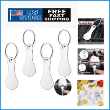 Convenient Shopping Trolley Tokens: 4 Durable Aluminum Key Rings for Unisex Use