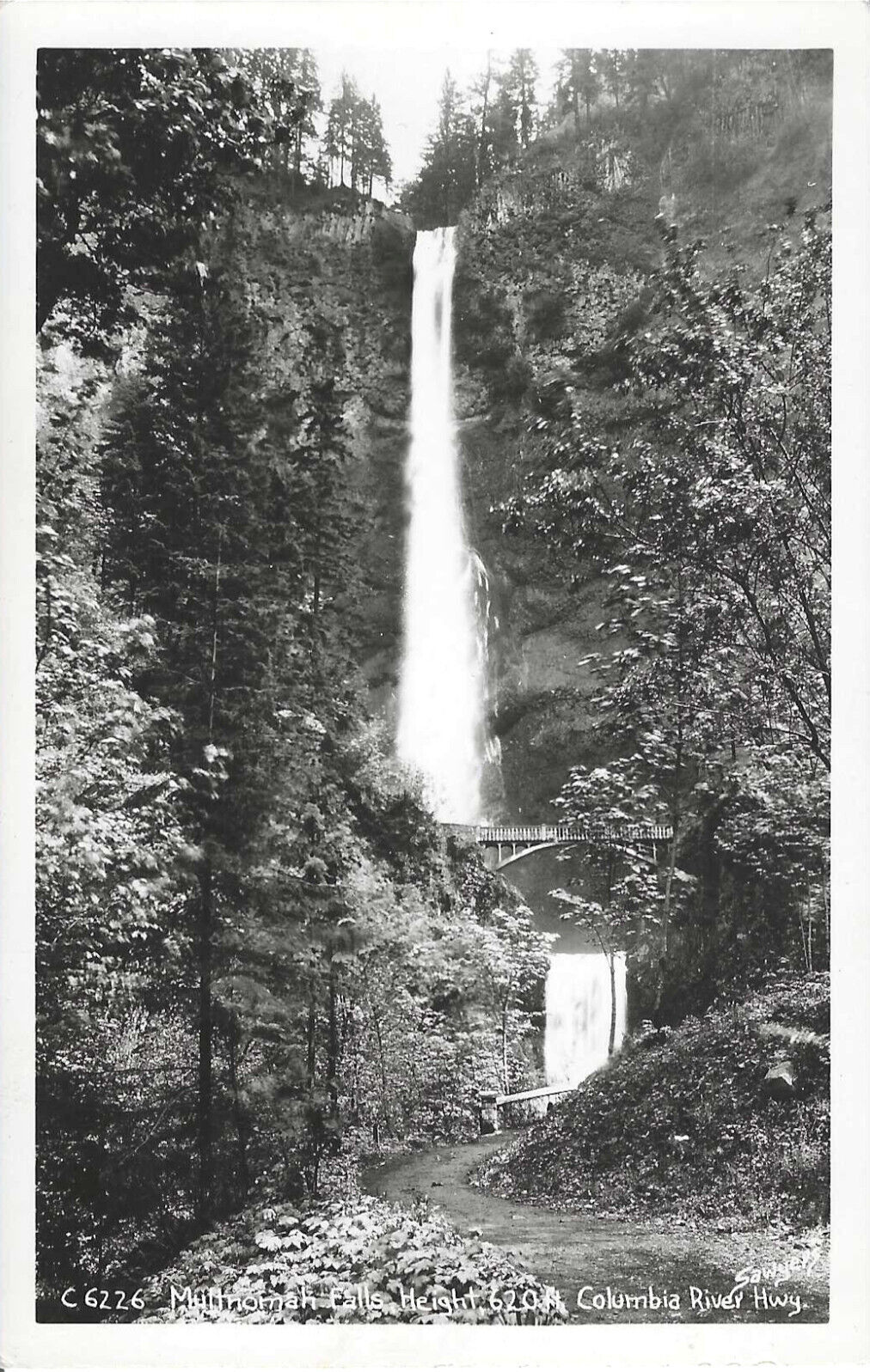Vintage RPPC of Multnomah Falls on Columbia River Highway OR