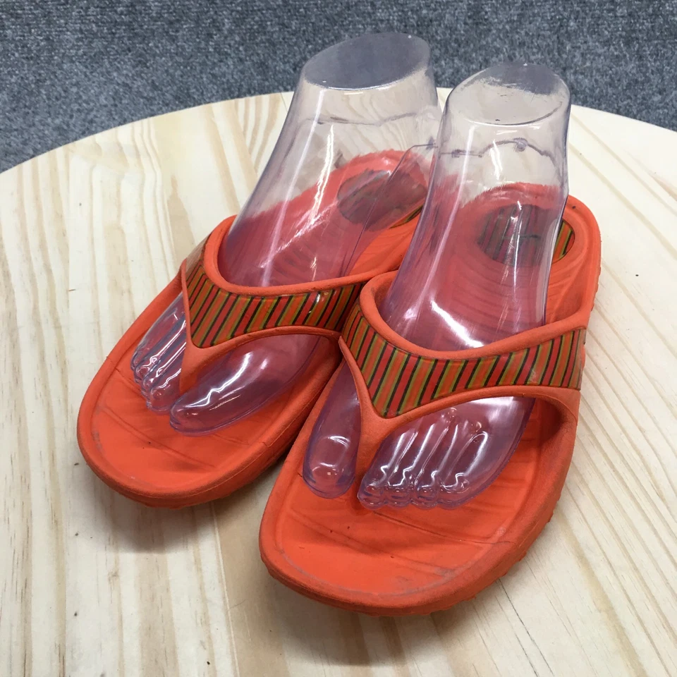 Sandalias Nike Jóvenes 5 Mujeres 6.5 Informales Chanclas Planas Cómodas Naranja Sin Cordones Foto 3 de 4