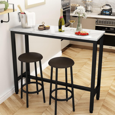 Bartisch Küche Weiß Bistrotisch Marmor Stehtisch Schmal Küchentisch 120x40x105cm