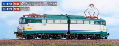 ACME 60123 E645 335 XMPR, rote Scheinwerfer und dritter Scheinwerfer, Vomere gelb/schwarz, FS